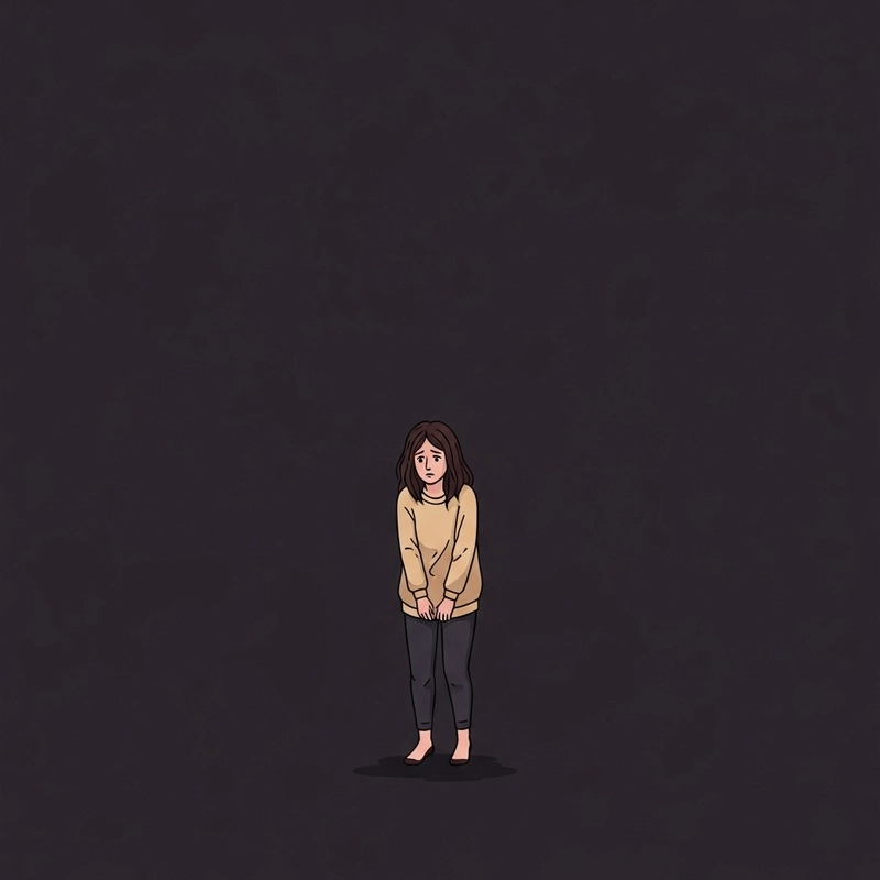 فردی تنها در فضای تاریک نماد اضطراب ناشی از رهاشدگی