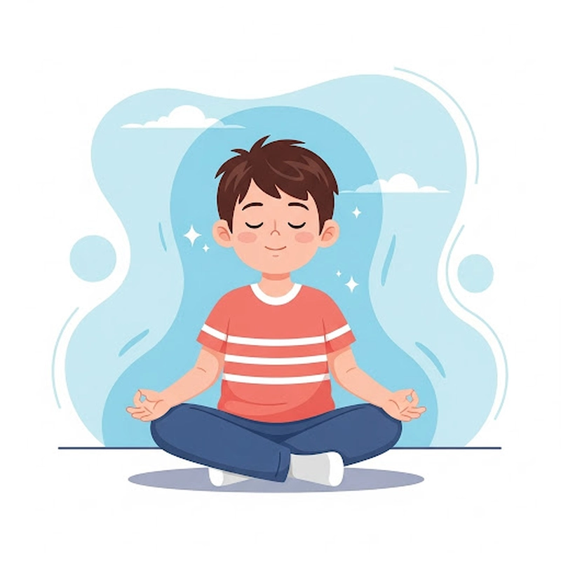 کودک در حال تمرین تنفس عمیق با راهنمایی والدین