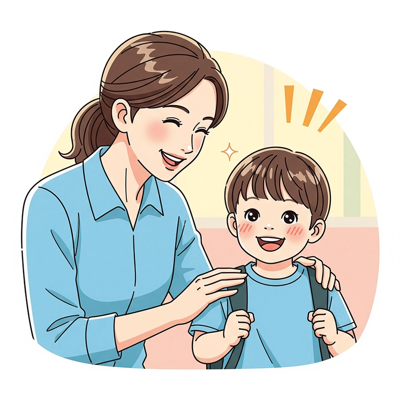 مادر در حال تشویق کودک پس از انجام یک کار درست