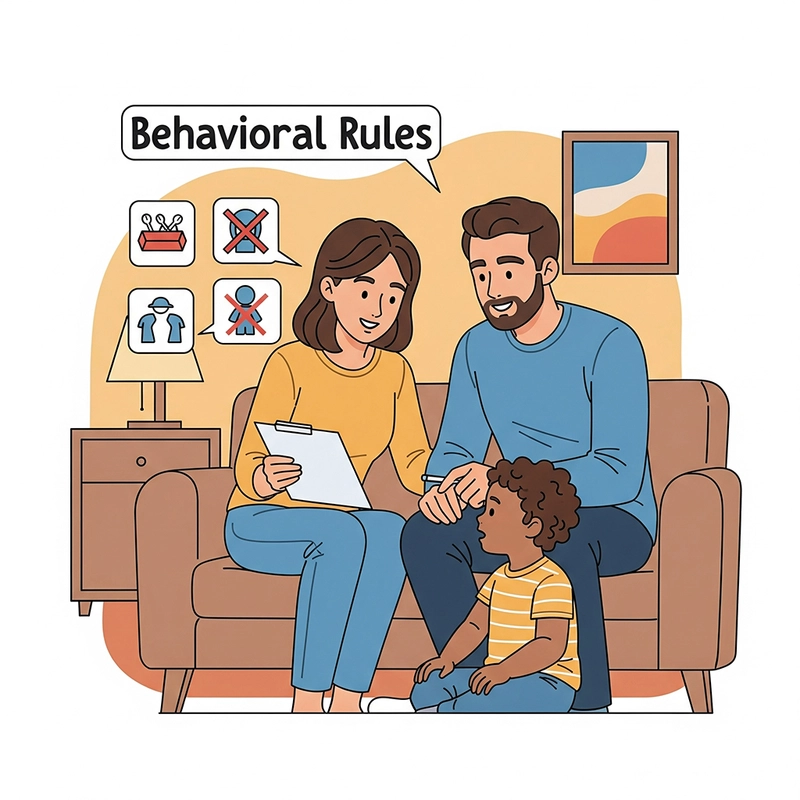 پدر و مادر در حال تعیین قوانین رفتاری برای کودک