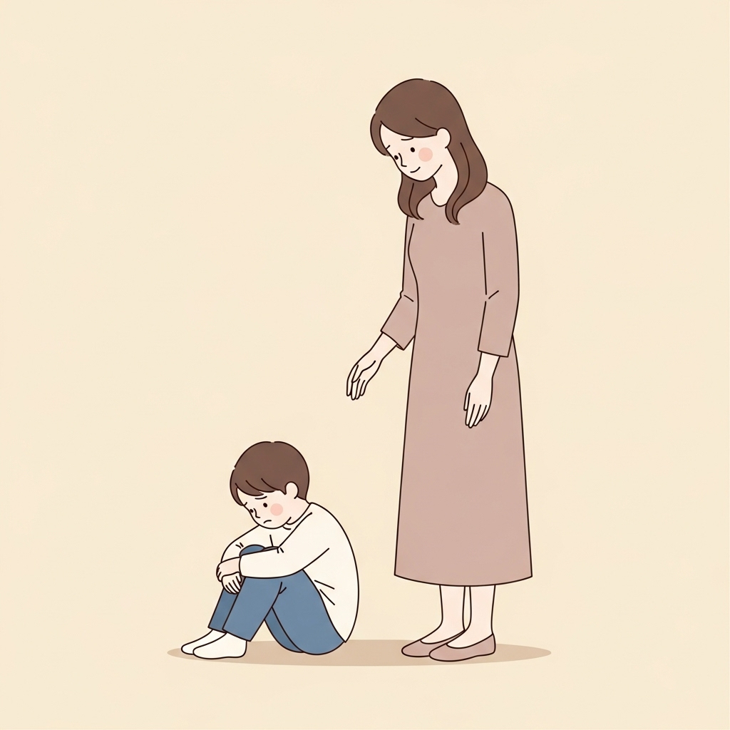مادر آرام در حال صحبت با کودک جیغ‌زن