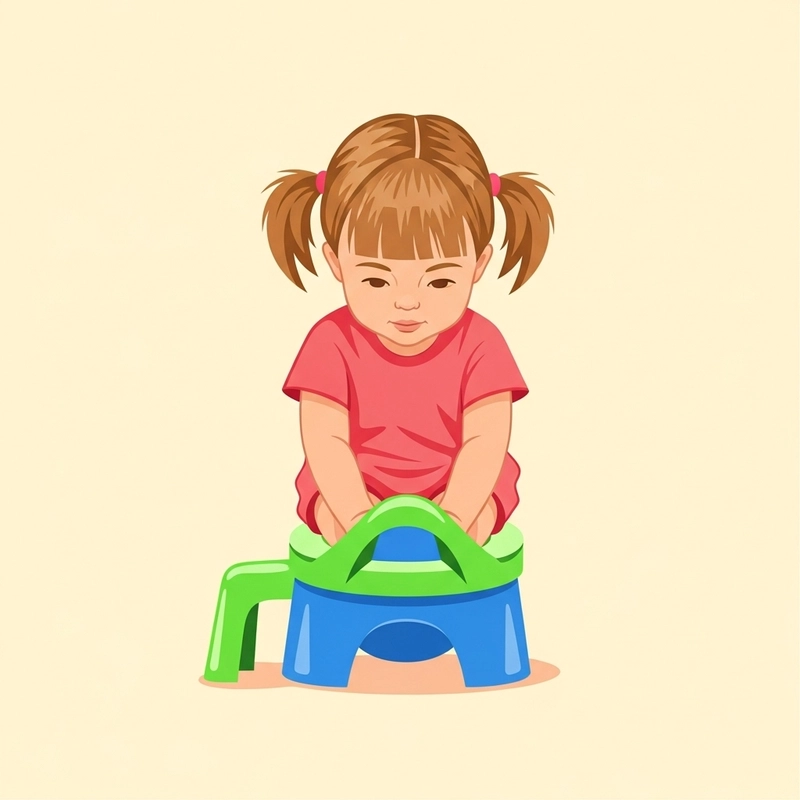 کودکی که در حال استفاده از لگن توالت کودک است