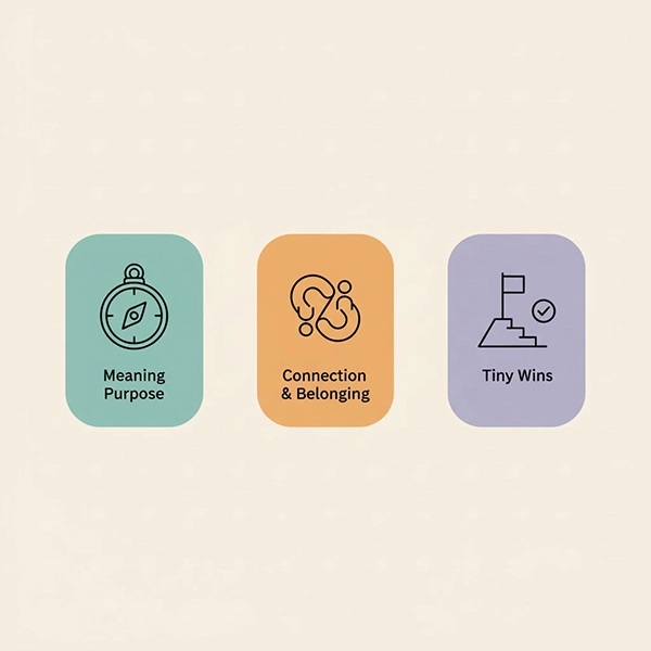 سه ستون شادی پایدار: معنا، پیوند و پیشرفت‌های کوچک