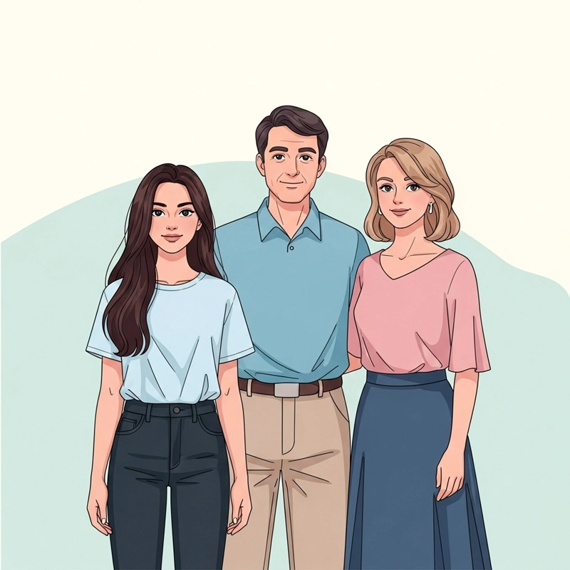 نوجوانی که با آرامش و اعتماد به نفس در کنار والدینش است