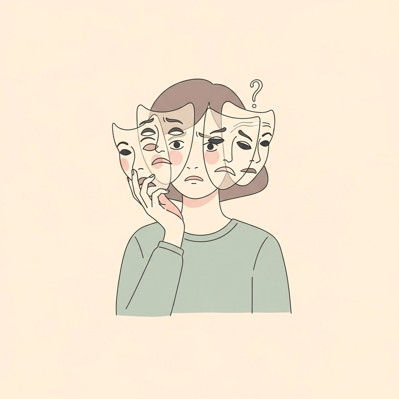 فردی که سردرگم و گیج است و چندین نقش مختلف را نشان میدهد