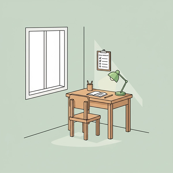 چک‌لیست اتاق مطالعهٔ کم‌محرک برای افزایش تمرکز کودک