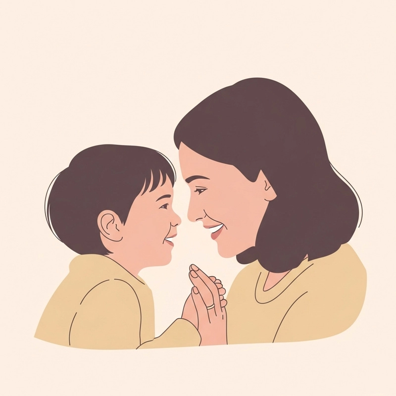 کودک و والدین در حال بازی چشم تو چشم