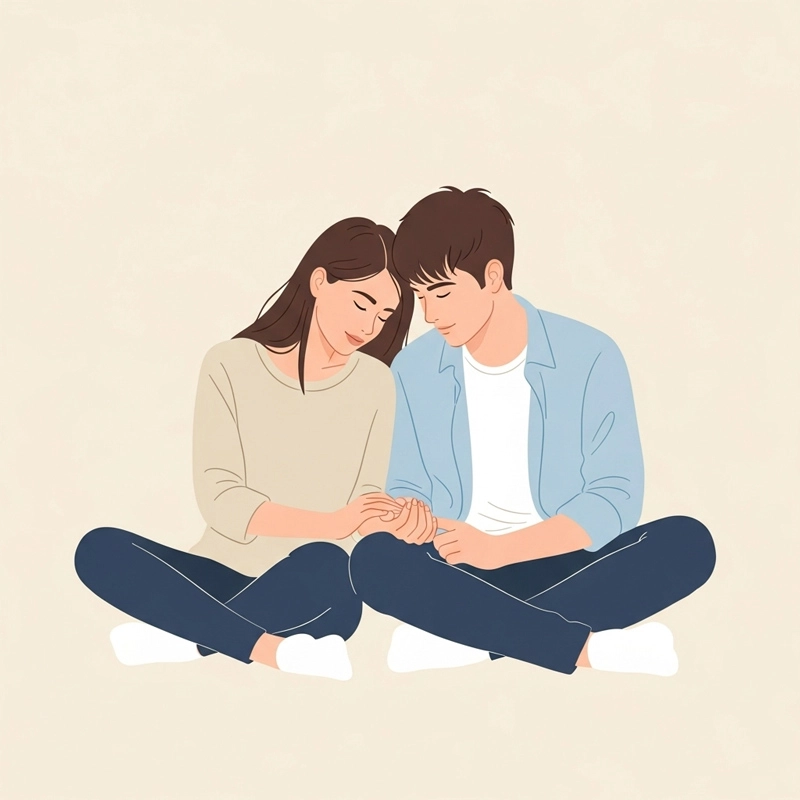 زوجی که با آرامش و محبت در کنار هم هستند