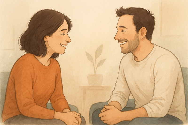 احساس رضایت و آرامش پس از گفتوگوی موفق بین دو نفر