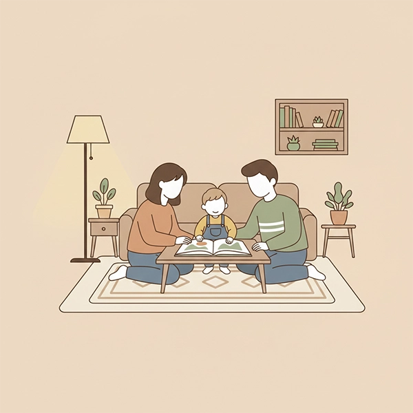 کودک و والد در حال بازیِ رومیزی/کتاب‌خوانی به‌عنوان جایگزین لذت‌بخش تلویزیون