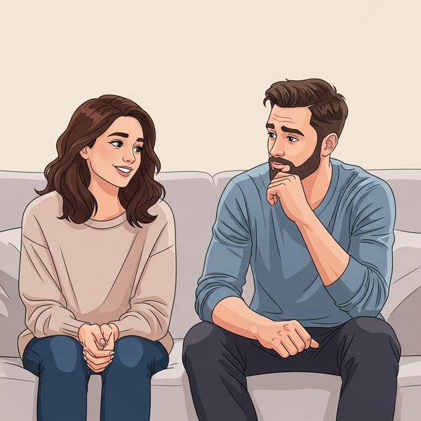 دو نفر در حال گفت‌وگوی صمیمانه و همدلانه