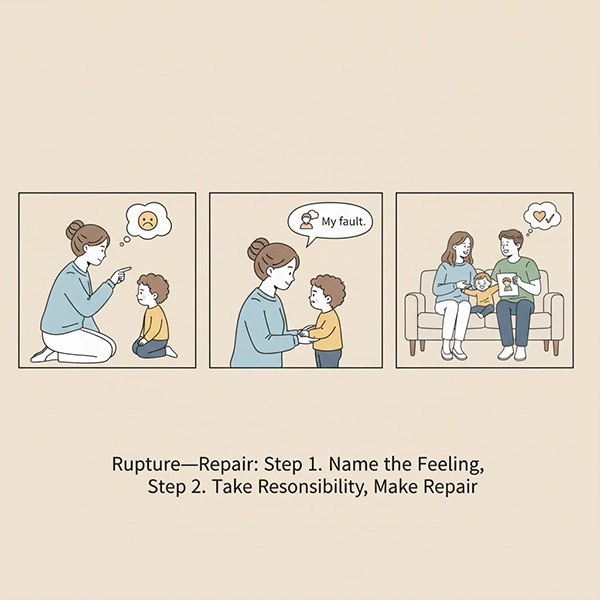 روتین ترمیم رابطه پس از تنش: نام‌گذاری احساس، پذیرش مسئولیت، جبران