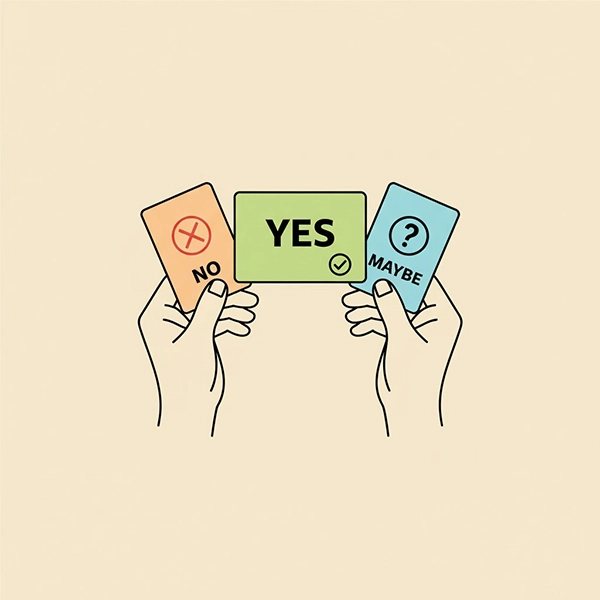 آموزش عملی مرزبندی با کارت‌های بله/نه/شاید برای کودکان